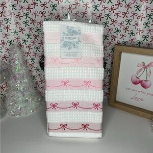 Shabby Chic Pink Bow Kitchen Towels, set of 2